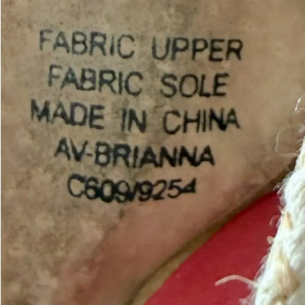 Adrienne Vittadini Brianna Red Striped Espadrille Wedge Sandal Women's 9.5